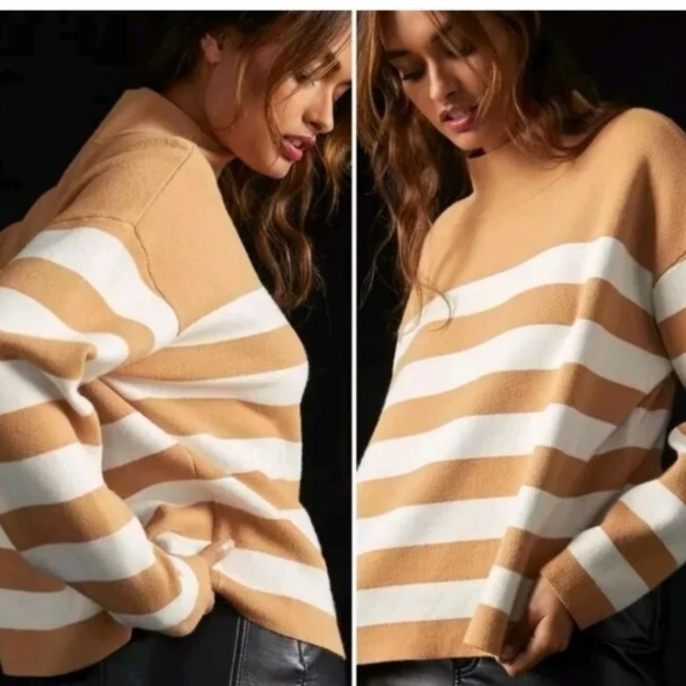Anthropologie Maeve Striped The Crays Boxy Sweater Size XS